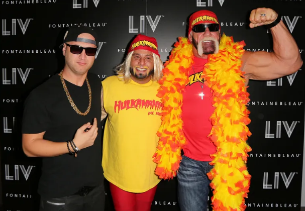 Nick Hogan, David Grutman, and Hulk Hogan arrive at Kim Kardashian’s Halloween party at LIV nightclub at Fontainebleau Miami on October 31, 2012, in Miami Beach, Florida | Source: Getty Images
