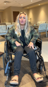 Nicole Shoffner in a wheelchair, Photo Credit: Gofundme