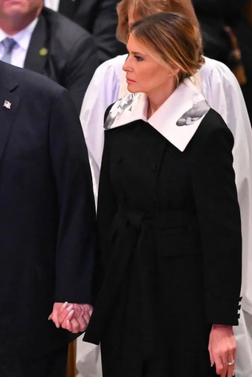 Closeup of Melania Trump's outfit at Jimmy Carter's funeral, Photo Credit: FLOTUS Report/X
