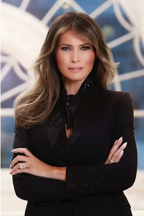 Official portrait of Melania Trump from President Trump's first term, Photo Credit: Wikimedia
