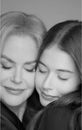 Nicole Kidman and her daughter Faith Margaret hugging during the Clé de Peau Beauté campaign from a video posted on July 25, 2025 | Source: Instagram/cledepeaubeauteus

